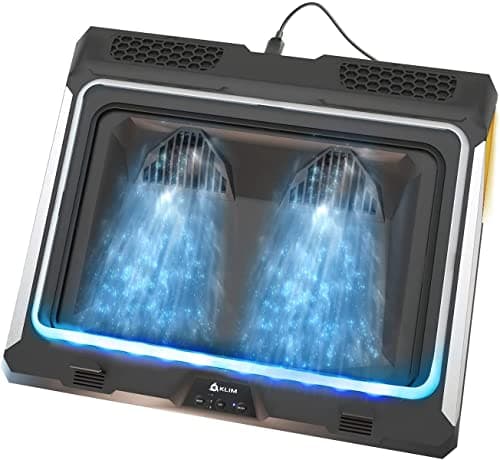 KLIM Mistral Laptop Cooling Pad - New - Powerful Turbo-Laptop Fans (4500 RPM) - Rubber Seal and Dust Filters for Maximum Performance - Gaming Laptop Cooler to Avoid Overheating - 15.6-17.3 inch