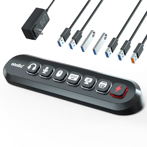 Powered USB Hub, atolla 7-Port USB 3.0 hub (6 Superspeed Transfer Ports+ 1 Fast Charging Port) with Swappable Illuminated Icon Switch and 12V/3A Power Adapter for Windows, MacOS, ChromeOS, Linux