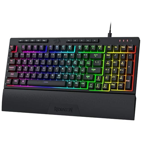 Redragon K515 Shiva Wired RGB Membrane Gaming Keyboard, 98 Keys Mechanical-Feel Keyboard w/Smooth Linear Switch, On-Board Macro & Dedicated Multimedia Keys, Detachable Wrist Rest, Software Supported