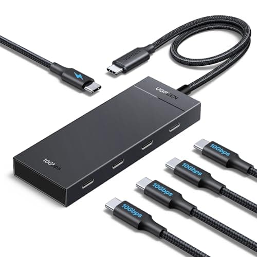 UGREEN Powered 100W 10Gbps USB C Hub - 5 in 1 Adapter with 4 USB-C, 100W PD Ports for MacBook/Air, iPad Pro, iPhone, Surface, Laptops and More