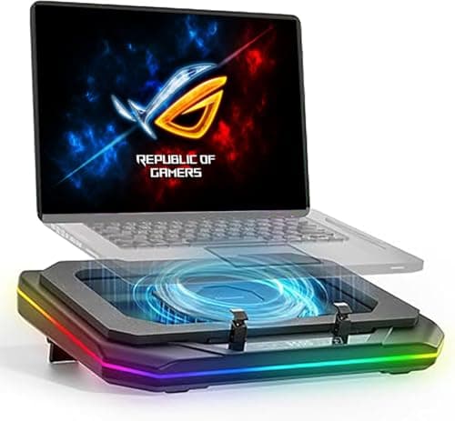 Cooling Pad for Asus ROG Strix G18 G16 G17 G15 Strix Scar 18 16 17 15 Gaming Laptop, It is a Well Deserved Heat Dissipation Monster，Cooler with Powerful Turbo Fan Can Fast Cooling,6 RGB Light Mode