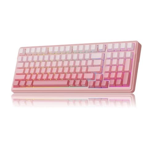 MechLands Aula F99 96% Wireless Gaming Keyboard, 8000mAh Battery, Creamy Gasket Mechanical Keyboard, BT/2.4GHz/USB-C, Hot-Swappable, Pre-lubed Linear Switch, Programmable RGB, Win/Mac (Pink Gradient)