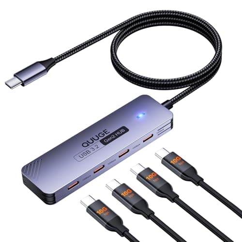 QUUGE USB C Hub: USBC Splitter with 4 USB-C Ports 10Gbps High-Speed Multiport Adapter 1M(3.3Ft) Nylon Cable Compatible with MacBook Pro/Air, iPad Pro/Mini 6, Surface Pro, Chromebook, Dell XPS and More