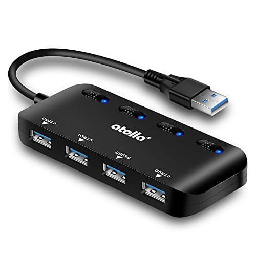 USB 3.0 Hub 4-Port with Individual Switches, Ultra-Slim High-Speed Data Expander, 5Gbps USB Splitter for Laptop, PC, Keyboard, Mouse, Flash Drive – LED Indicators, Plug & Play