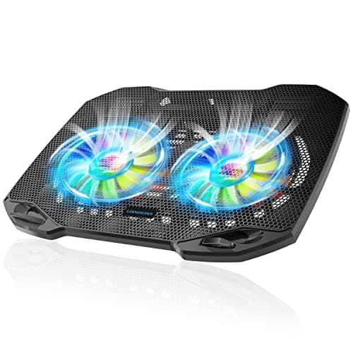 LIANGSTAR Laptop Cooling Pad, Gaming Laptop Cooler with 2 Quiet Big Fans, RGB 7 Color Light Change, Portable USB Laptop Stand 11 to 15.6 Inch, Slim and Easy Carry Working Study Outdoor Travel