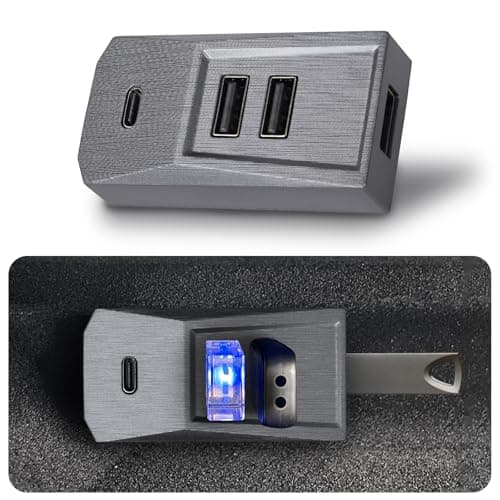 USB Hub for Tesla Model Y Juniper 2025 2026 Model 3 Highland 2024 2025, Glove Box USB 3.0 Expander with 1 USB C & 3 USB A Port Docking Station for Dashcam Flash Drive Charging Data Transfer