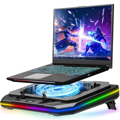 MOUNTUP RGB Laptop Cooling Pad for 13-19 Inch, Max 3500RPM Gaming Laptop Cooler, Cooling Pad Stand with Touch Switch to Control Speed, Laptop Fan Cooling Pad with Powerful 4.72 Inch Turbo Fan