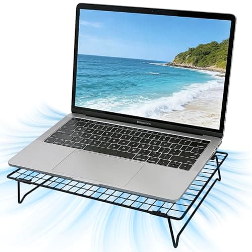 Laptop Cooling Pad Stand with Cooling Mesh, Height Adjustable Metal Laptop Stand for Desk，Ergonomic Notebook Riser Fits Most 10-16 Inch Laptops