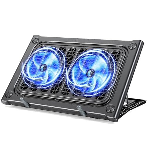 Laptop Cooling Pad Stand, Laptop Cooler with 2 Silent Fans for 10-15.6 Inch Laptops,6 Levels of Height Adjustable Wind Speed with 2 USB Ports (Black)