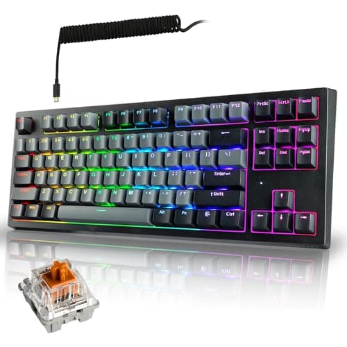 TECWARE Phantom+ Elite 87 Mechanical Gaming Keyboard | RGB LED Backlit | Hot Swappable Wraith Brown Switches | 87 Key TKL Layout | Thocky Sound Profile | Tri-Mode Wireless Bluetooth/2.4GHz | Black