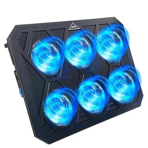 NAGAN Laptop Cooling Pad with 6 Fans, Ergonomic USB Powered Cooling Pad for Laptop with Dual USB 2.0 Ports, Height-Adjustable, Metal Mesh Gaming Notebook Cooler, Fits 15-17.3 inch Laptops