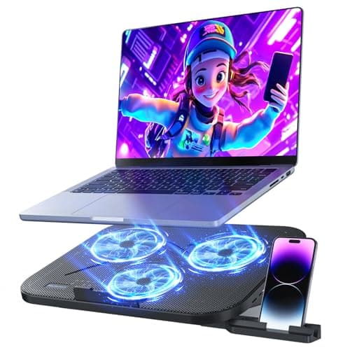 Family Laptop Cooling Pad with Phone Holder & 3 Fans