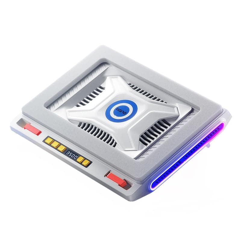 llano V10 Gaming Laptop Cooler, RGB Laptop Cooling Pad Stand with Powerful 4.72 Inch External Turbo Cooling Fan, Fast Cooling Computer 13-17.3inch, 3 Adjustable Stand, 4-Port USB C&A (White)